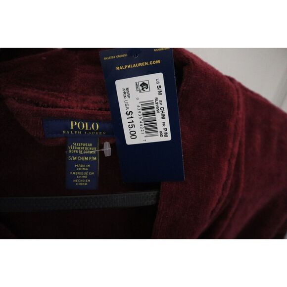 Polo Ralph Lauren RL91WW-00D Men's Sz S/M Classic Wine Terry Shawl Robe - Picture 3 of 9
